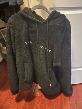 Seek Discomfort fuzzy soft black hoodie unisex